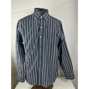 Duck Head Jeans Co Mens L Button Up Shirt Gray Striped Athletic Fit Long Sleeve